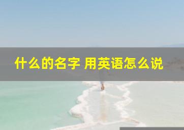 什么的名字 用英语怎么说